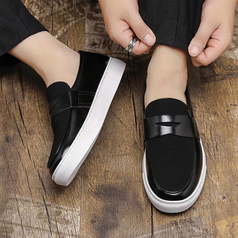 -style thick-soled loafers for men, one-step bean shoes, British-style casual leather shoes with a sense of luxury