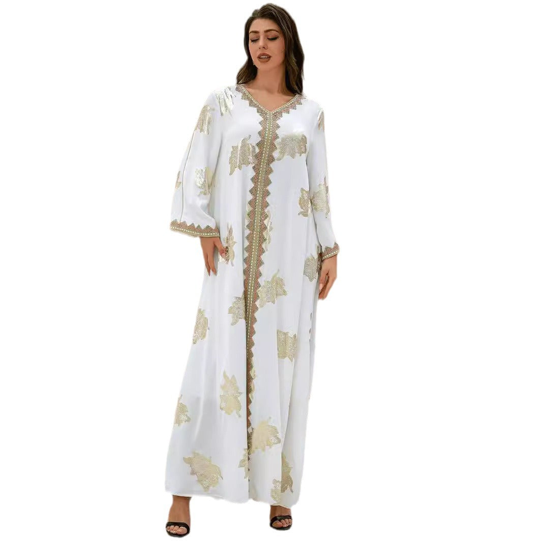 A golden-flowered Abaya robe