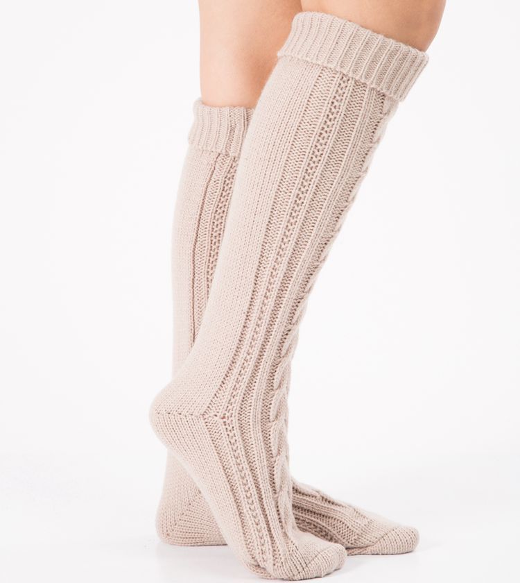 2018 new warm wool leg sets step on foot socks knitted Christmas boots set over the knee diagonal 8 word twist floor socks