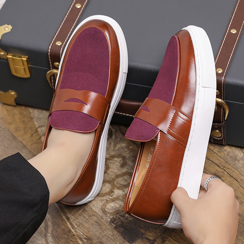 -style thick-soled loafers for men, one-step bean shoes, British-style casual leather shoes with a sense of luxury