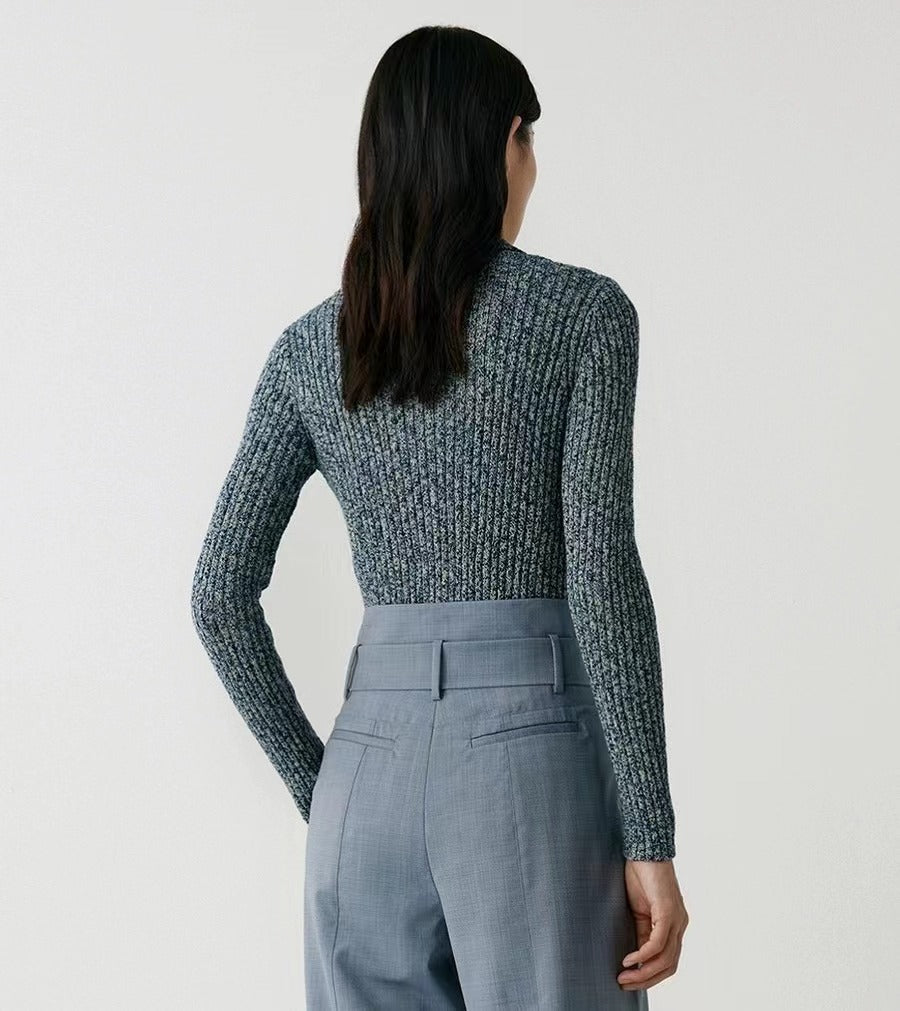 2023 autumn new solid color big belly yarn knitwear women