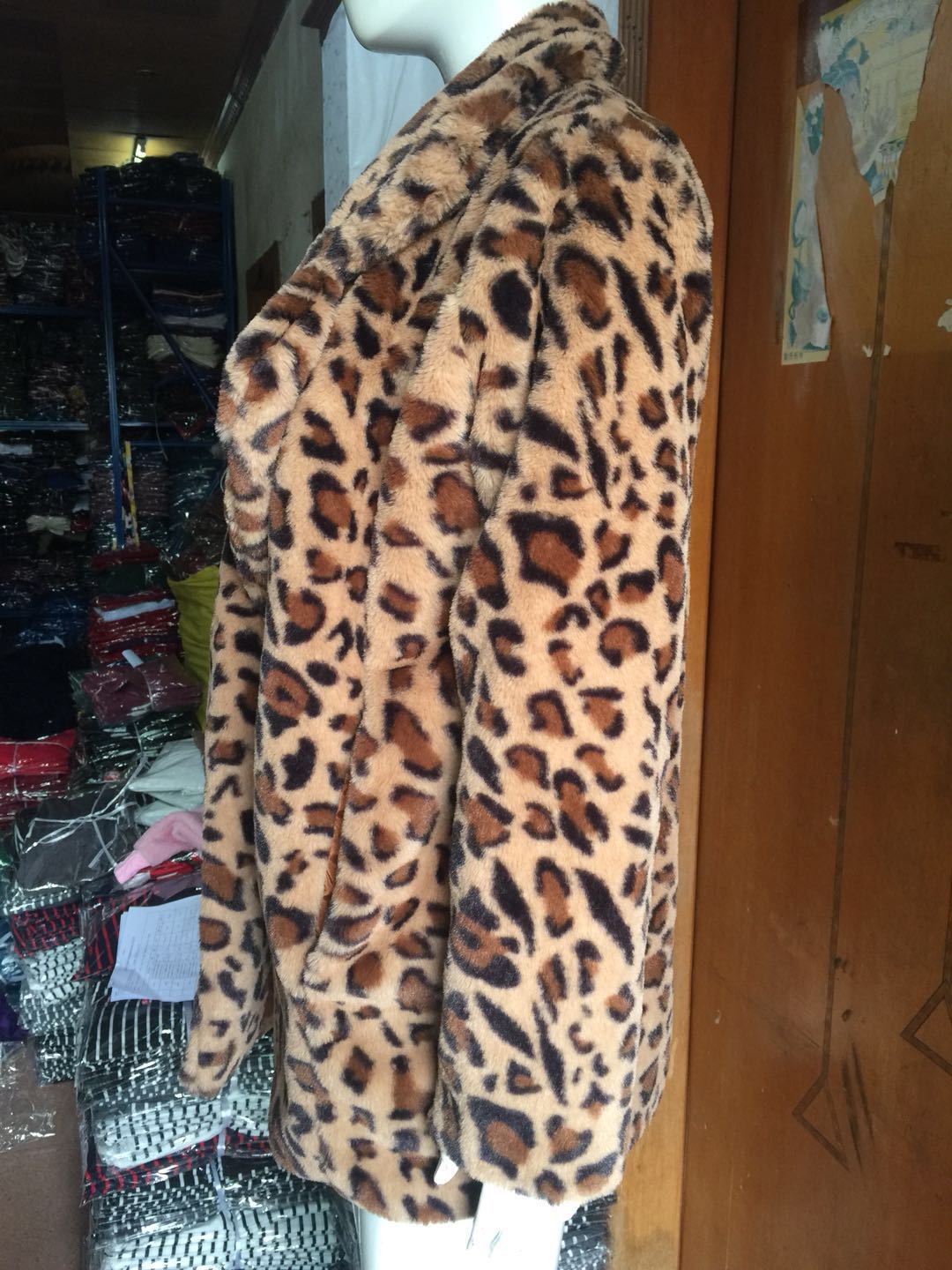 2018 Foreign trade women's wear Europe and the United States new lapel leopard print imitation fur fur coat coat thickened autumn and winter coat