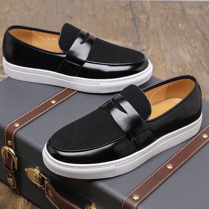 -style thick-soled loafers for men, one-step bean shoes, British-style casual leather shoes with a sense of luxury
