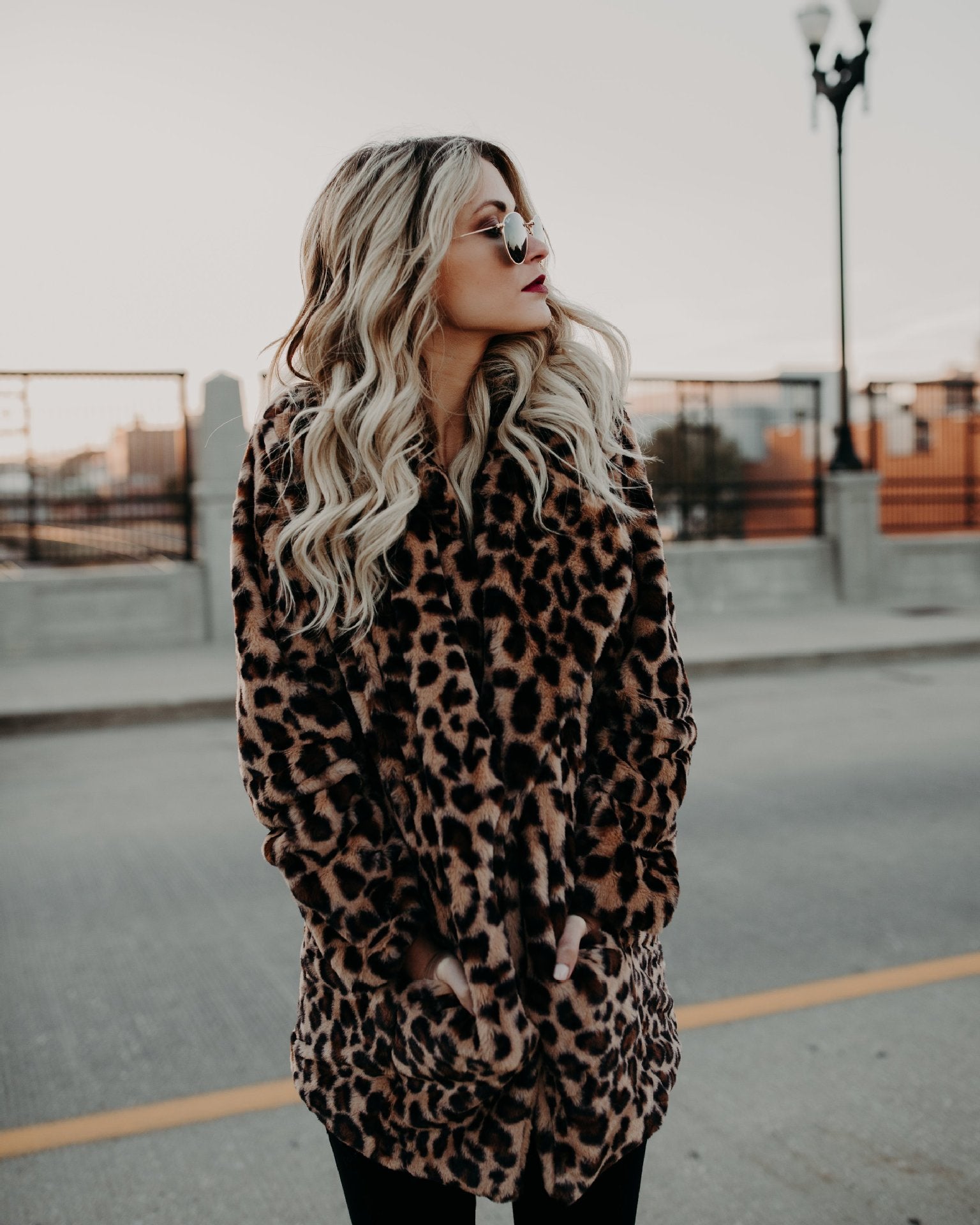 2018 Foreign trade women's wear Europe and the United States new lapel leopard print imitation fur fur coat coat thickened autumn and winter coat