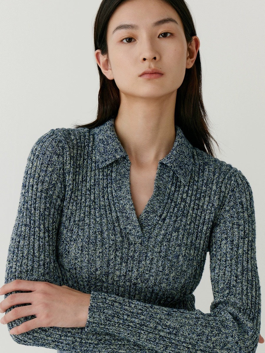 2023 autumn new solid color big belly yarn knitwear women