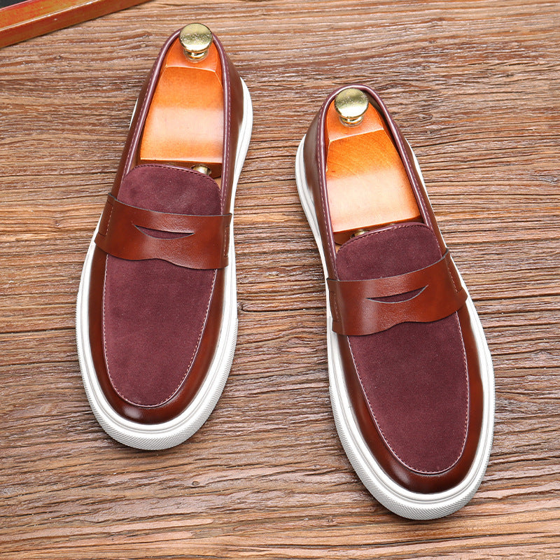-style thick-soled loafers for men, one-step bean shoes, British-style casual leather shoes with a sense of luxury