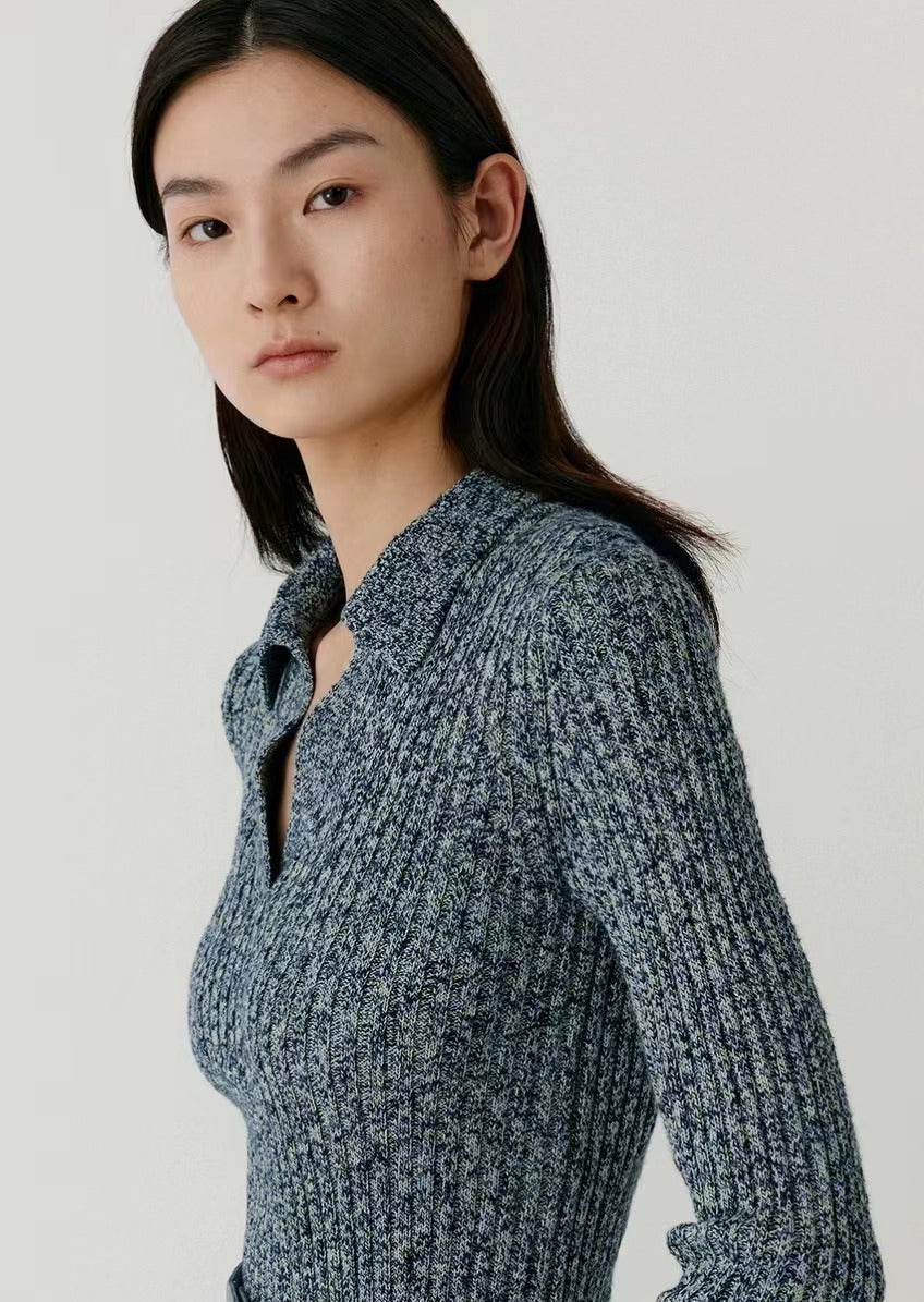 2023 autumn new solid color big belly yarn knitwear women