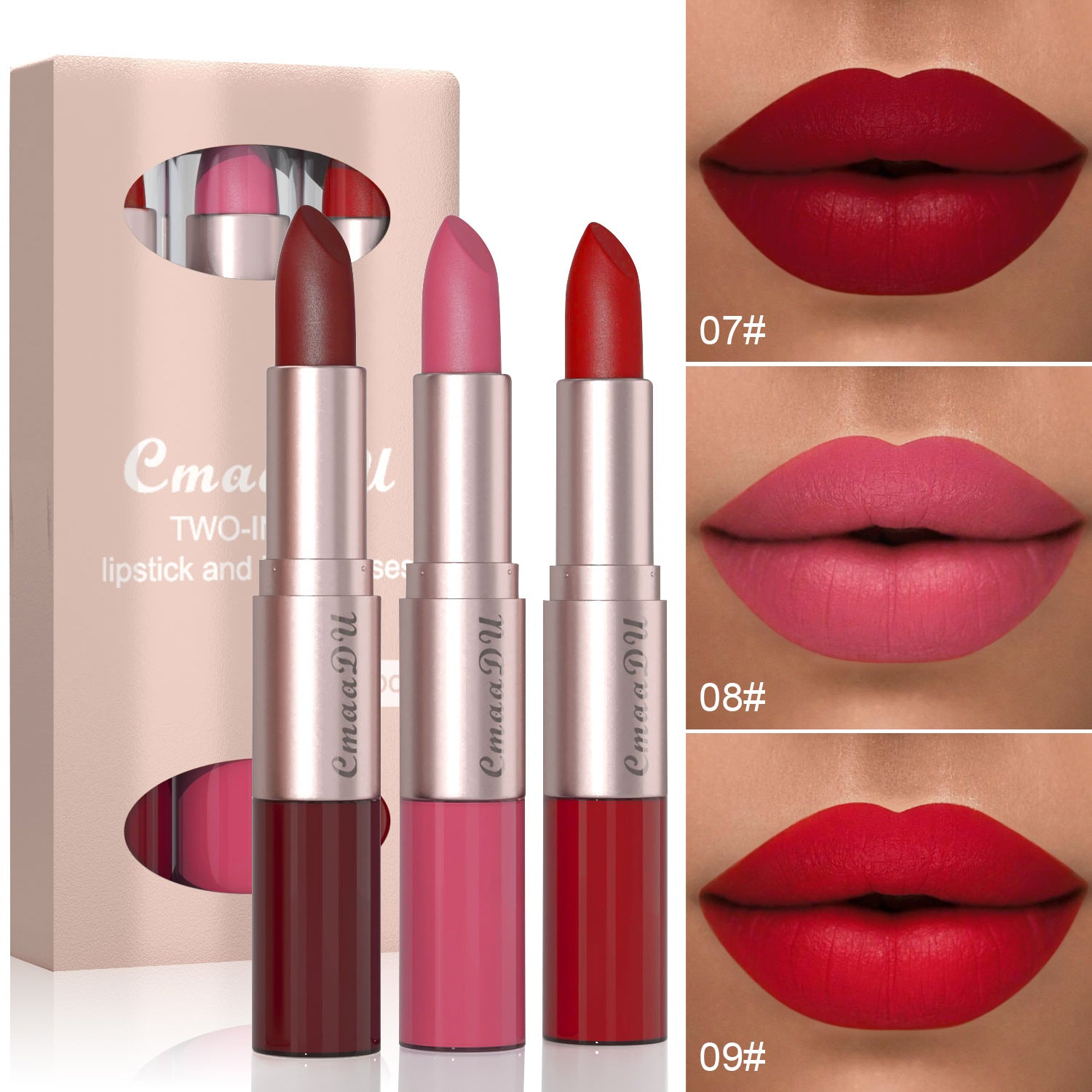 3 Pack 2-in -1 Lipstick and Lip Gloss